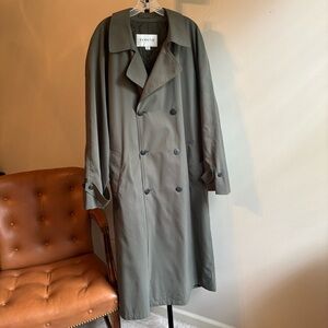 Vintage London Fog Olive Trench Coat Classic Double-Breasted Design Wool Lined